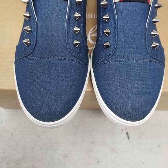 Christian Louboutin WOMENS Fique A Vontade FAV Denim Blue Low Top Sneaker - Picture 9 of 10